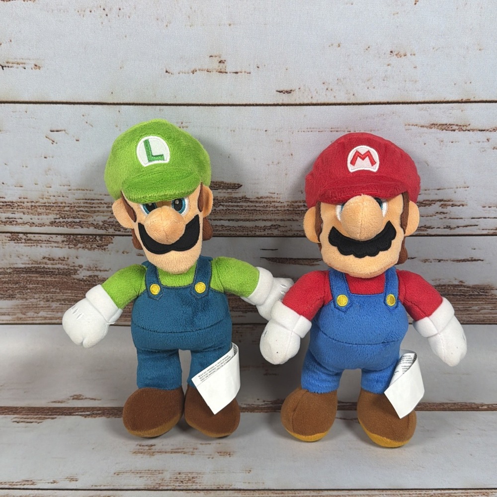 Super Mario Bros Mario and Luigi 10 Inch Plush Dolls Nintendo Licensed